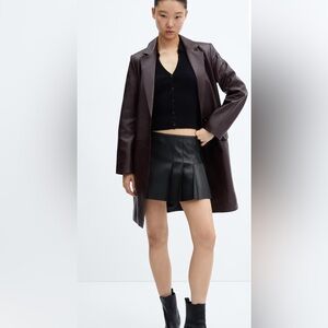 Mango pleated leather mini skirt